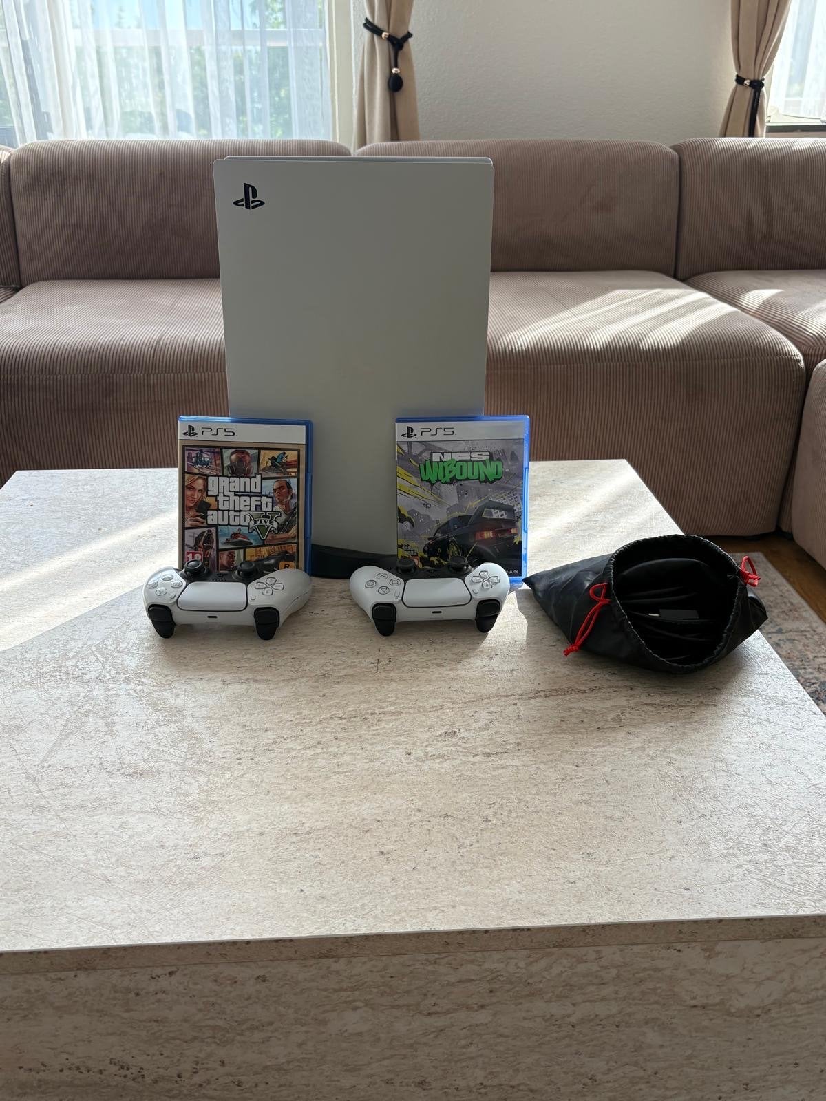 Playstation 5 Disc Edition met 2 controllers en 2 games, Ophalen of Verzenden, Zo goed als nieuw, Playstation 5