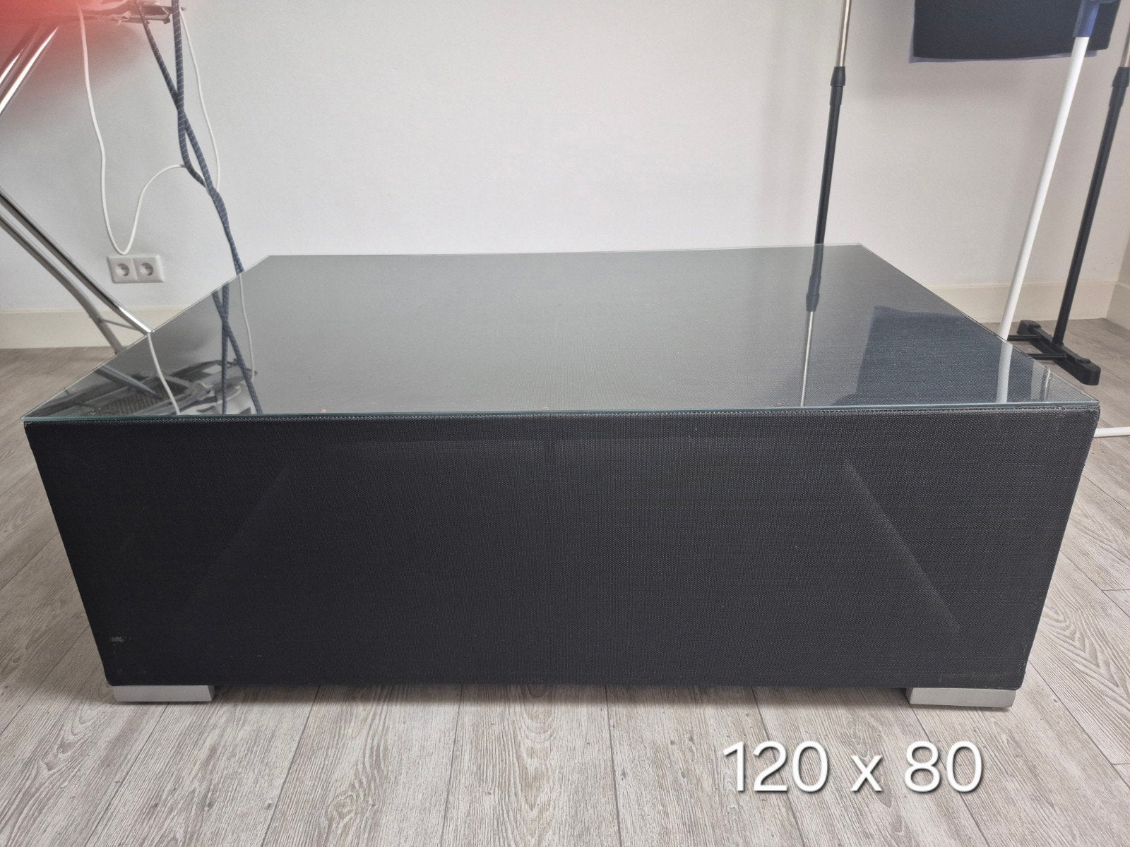 Salontafel voor buiten met glasplaat, 120x80 cm, Ophalen, 100 tot 150 cm, 50 tot 100 cm, Minder dan 50 cm