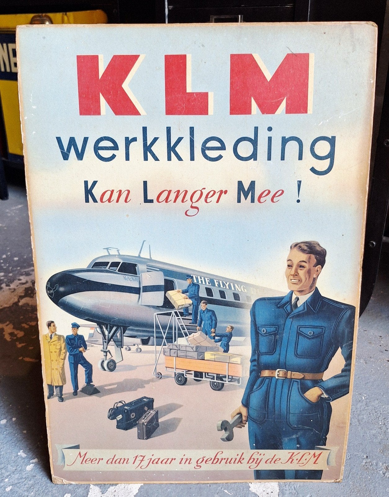 KLM werkkleding reclamebord., Ophalen of Verzenden, Reclamebord