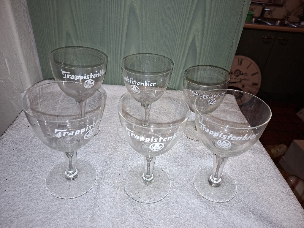 6 glazen Abdij Westmalle, jaren 1970, Ophalen of Verzenden, Nieuw, Bierglas