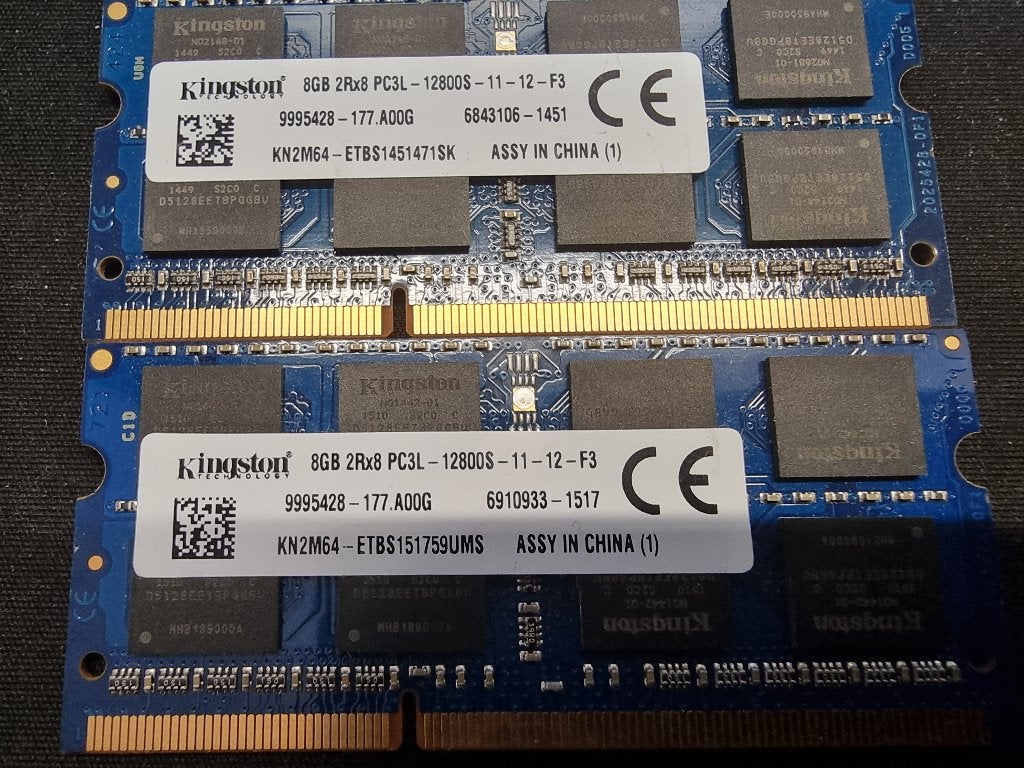 16GB (2X8GB) DDR3 PC3L-12800 1,35v 2RX8 1600Mhz Kingston, Computers en Software, DDR3, Ophalen of Verzenden, Zo goed als nieuw