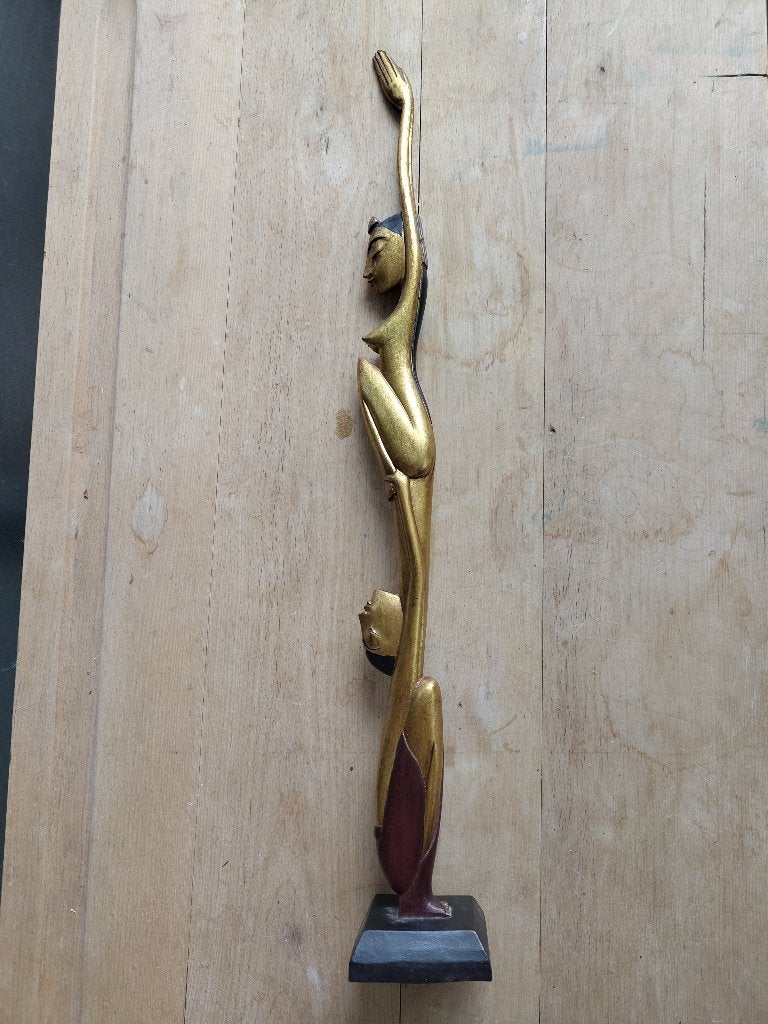 indonesische houten beeld, Antiek en Kunst, Kunst | Beelden en Houtsnijwerken, Houtsnijwerk, Art deco, Hout, Vrouw