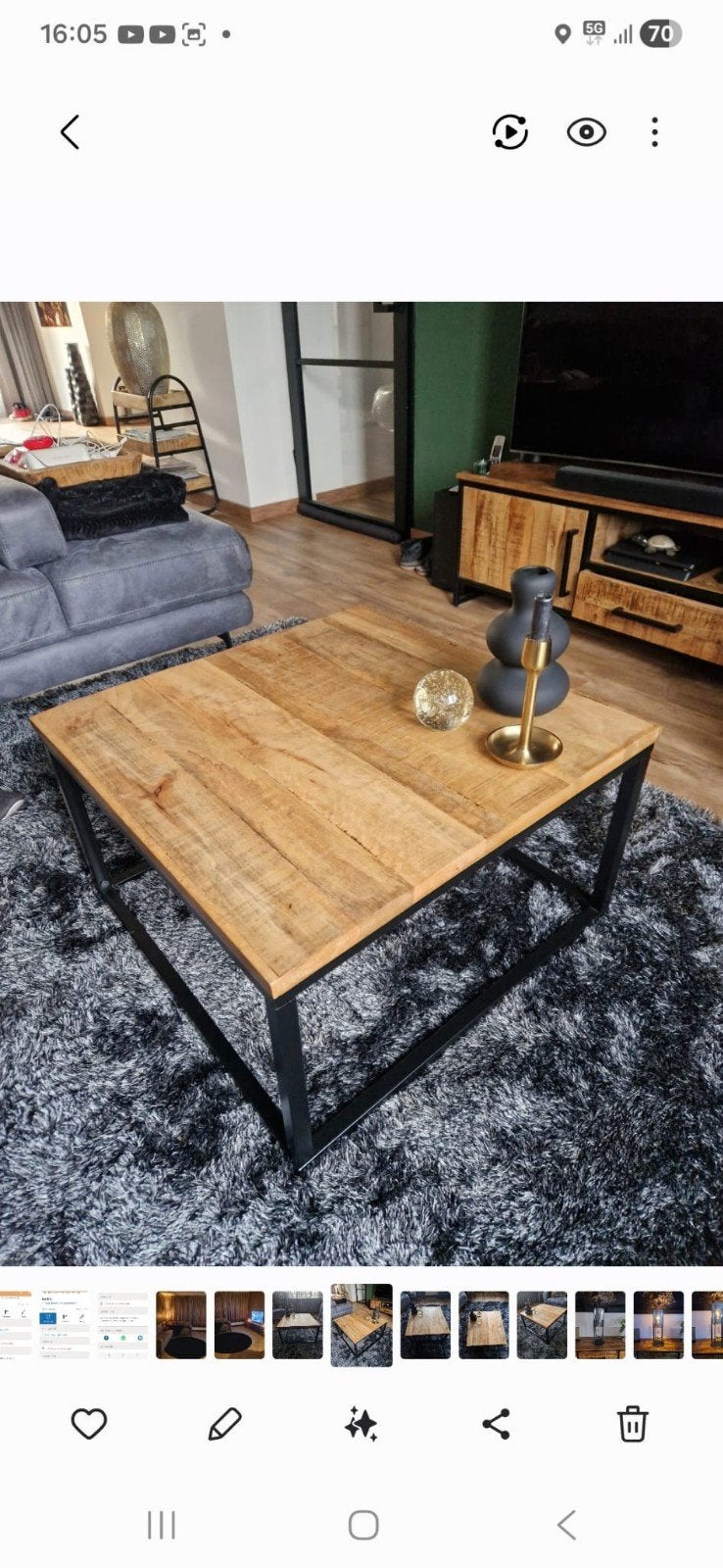 Te koop Mangohouten salontafel, Ophalen, 100 tot 150 cm, 50 tot 100 cm, Zo goed als nieuw