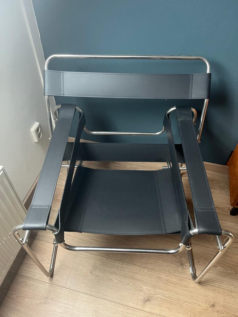 Design stoel van Skai leer - Bauhaus, Ophalen, Gebruikt, Zwart, Leer