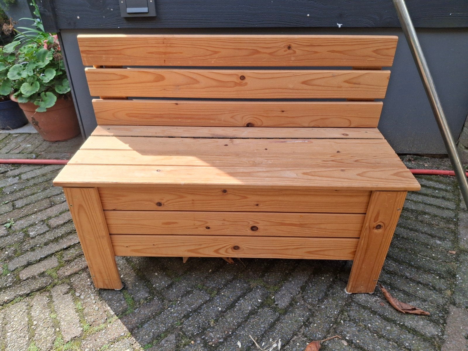 Houten kinderbankje met opbergruimte, Ophalen, Gebruikt, Overige kleuren, Eén