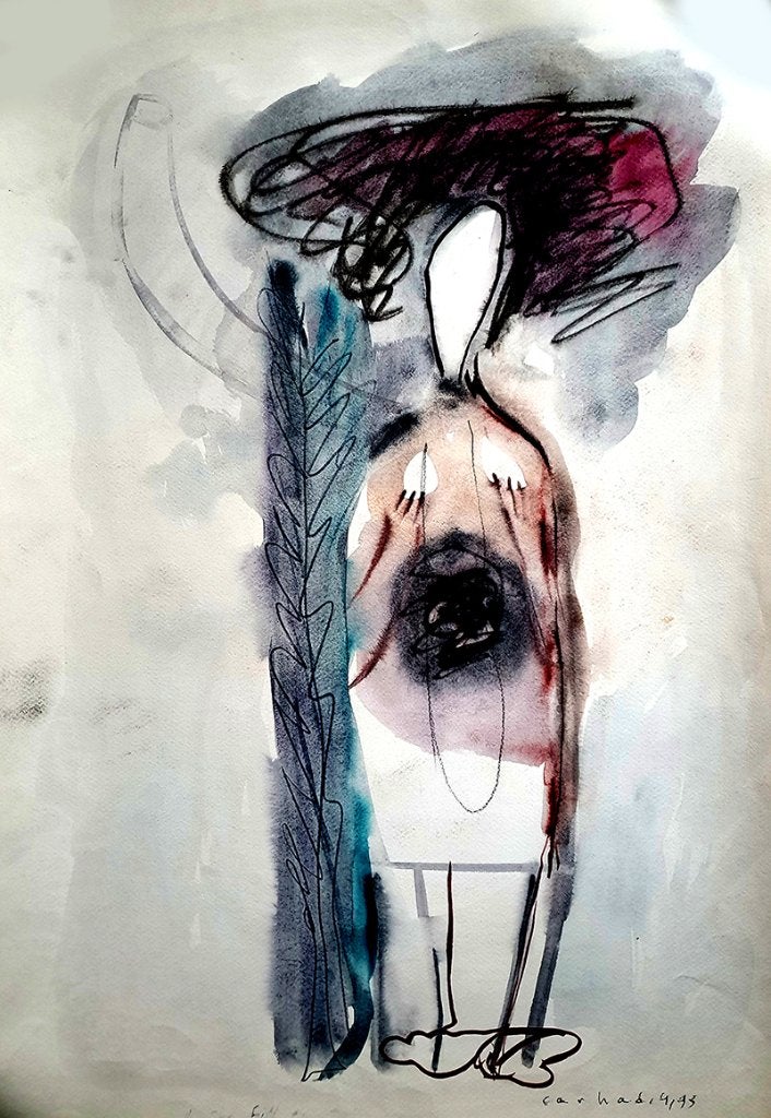 Atelieropruiming – kleurtekening zoekt een nieuw thuis, Figuren, Aquarel, Papier/karton, Ophalen of Verzenden