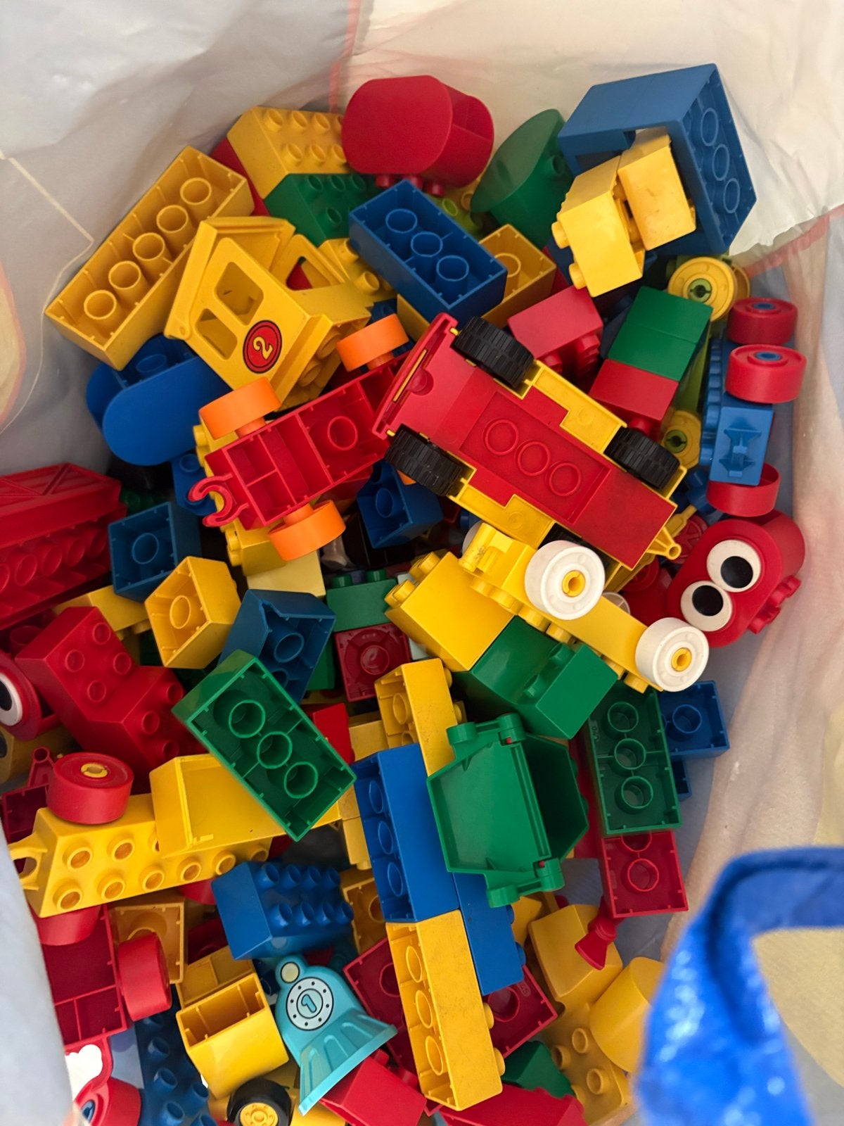 Grote zak met diverse Duplo blokken en voertuigen, Ophalen of Verzenden, Gebruikt, Losse stenen, Duplo