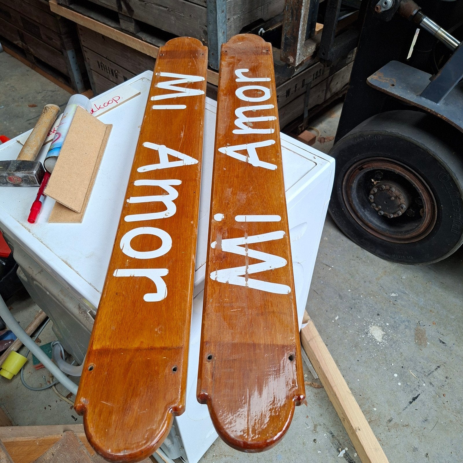 Bootnaam bord teak 2 stuks, Watersport en Boten, Ophalen
