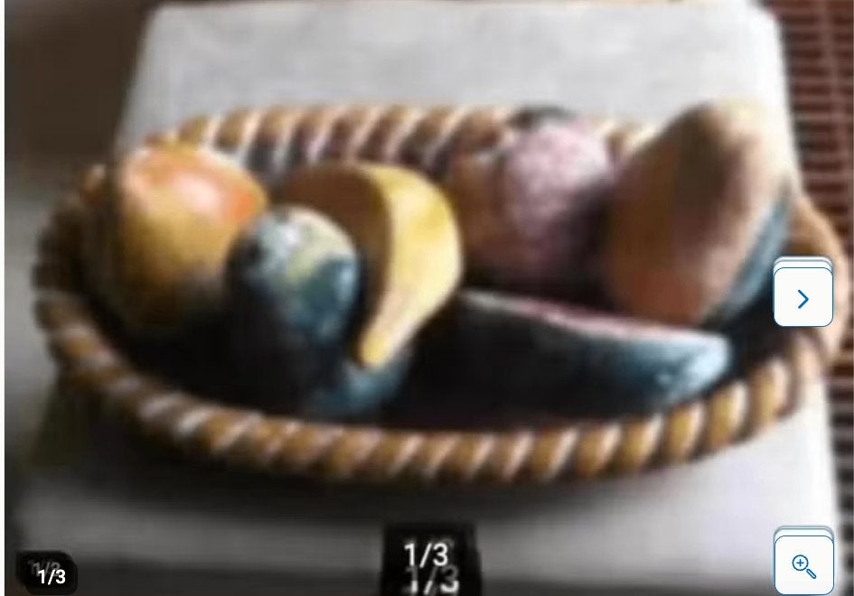 Stenen schaal met stenen fruit ovaal L 50 cm, Schaal, Rond, Ophalen of Verzenden, Zo goed als nieuw