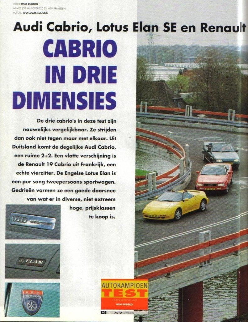 Autokampioen test Audi Cabrio,Lotus Elan,Renault 19 1992, Ophalen of Verzenden, Gelezen, Overige merken