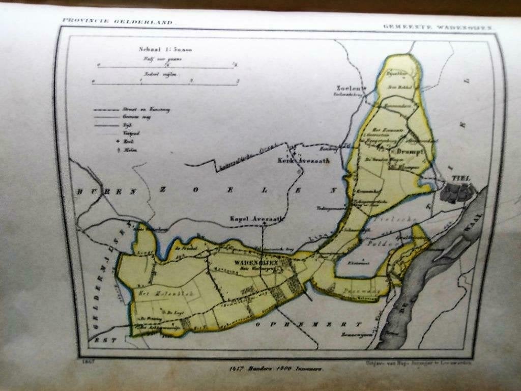 188 / Wadenoijen / Drumpt / Litho 1867  Kuyper  GLD, Antiek en Kunst, Ophalen of Verzenden