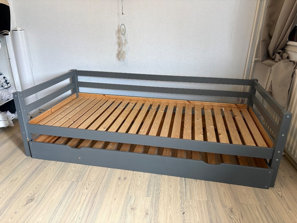 Bed met onderschuifbed, Ophalen, Gebruikt, 180 cm of meer, 85 tot 100 cm