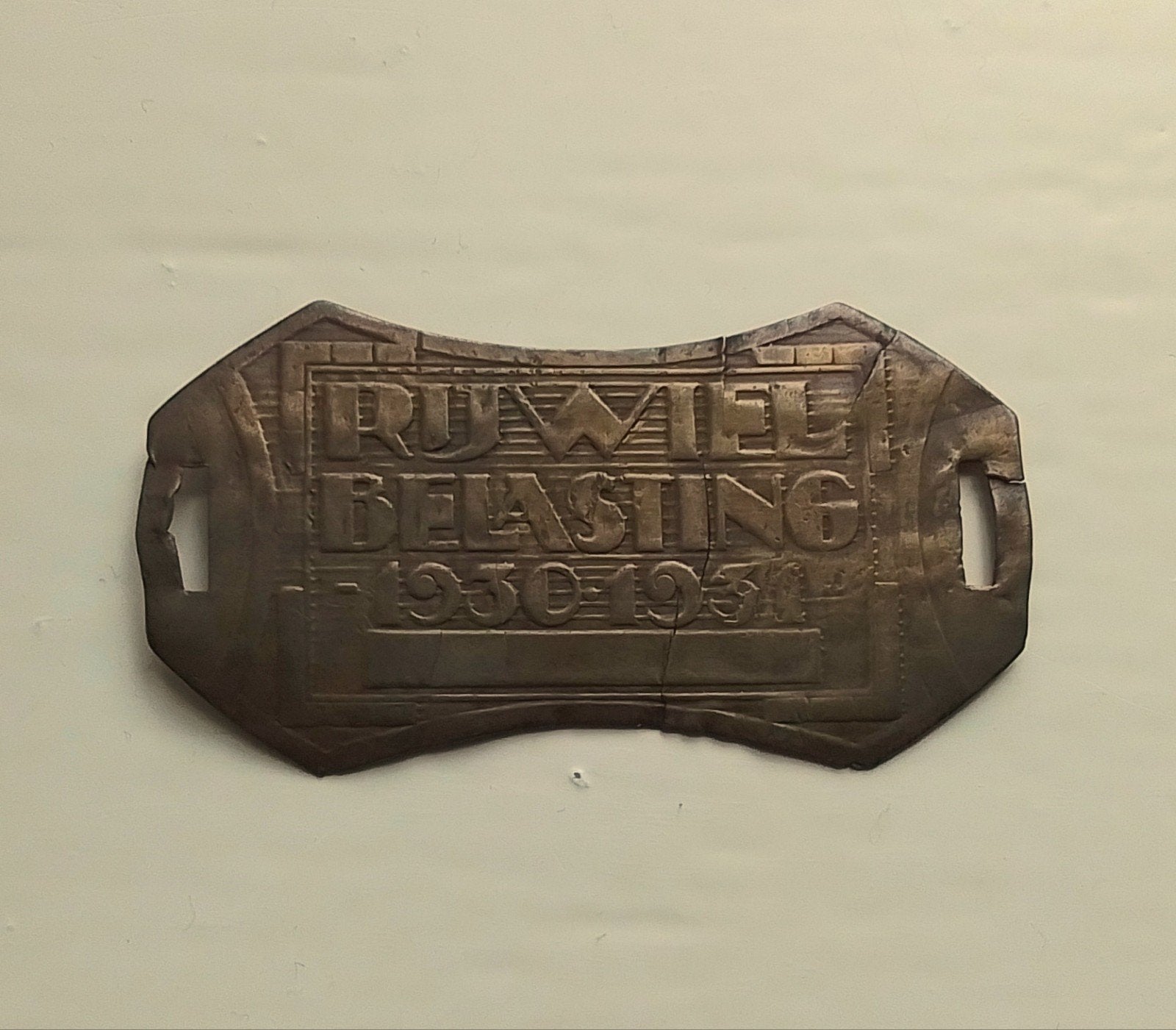 Rijwiel belasting plaatje 1930 / 1931., Ophalen of Verzenden, Gebruikt