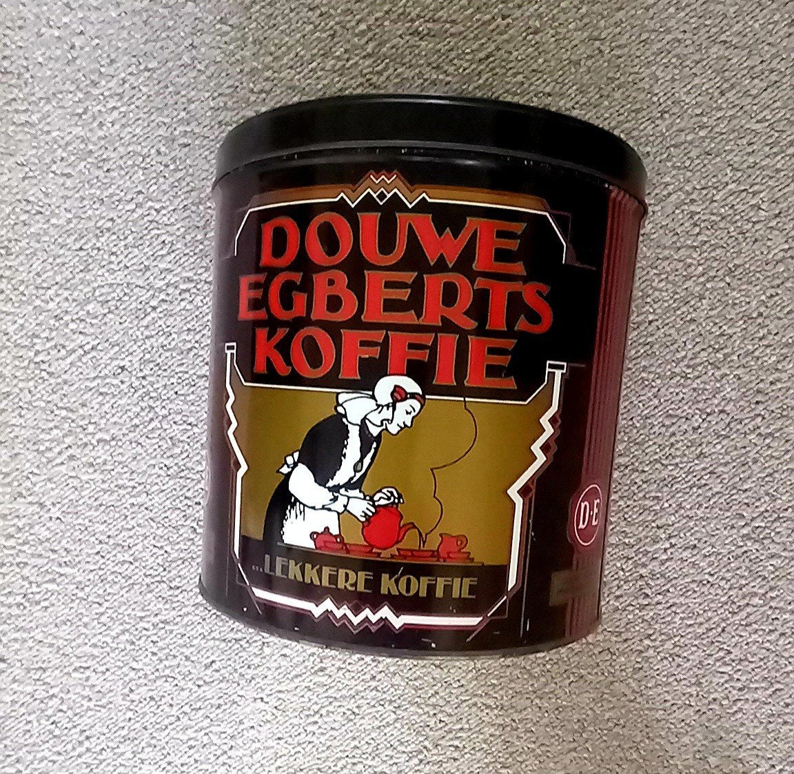Koffieblik D.E uit 1968, Ophalen of Verzenden, Gebruikt, Overige, Douwe Egberts