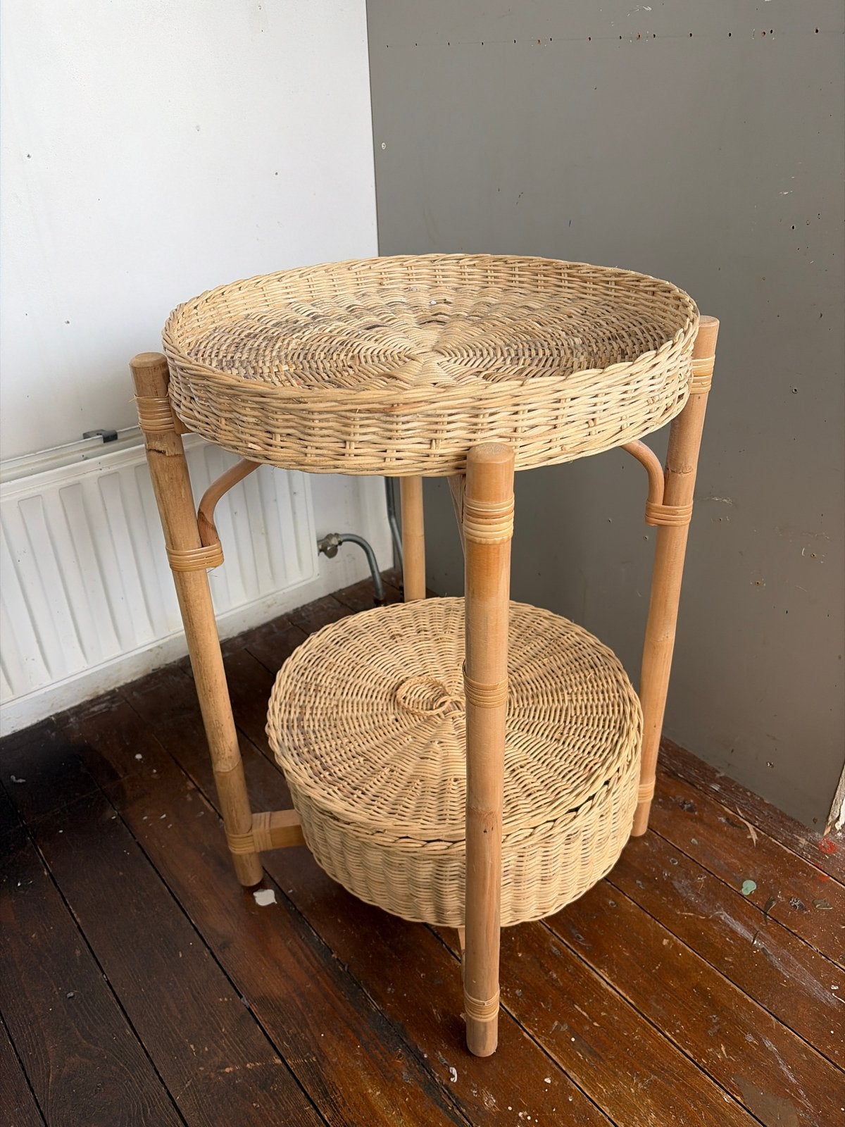 Set van 2 rotan nachtkastjes/bijzettafels, IKEA, Huis en Inrichting, Ophalen, Gebruikt