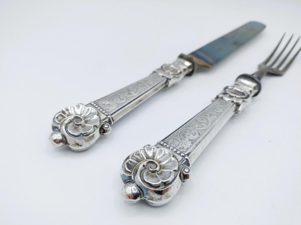 Zilveren couvert, Frankrijk, 19e eeuws, Antiek en Kunst, Verzenden, Zilver