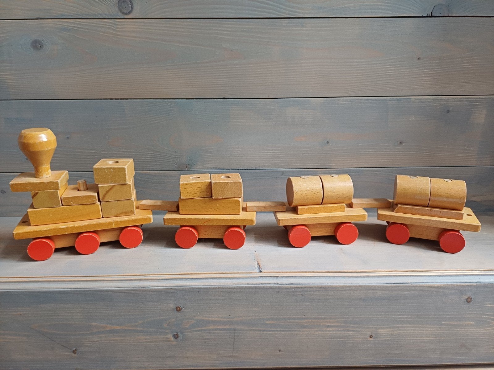 Vintage houten trein, Kinderen en Baby's, Speelgoed | Houten speelgoed, Ophalen, Gebruikt