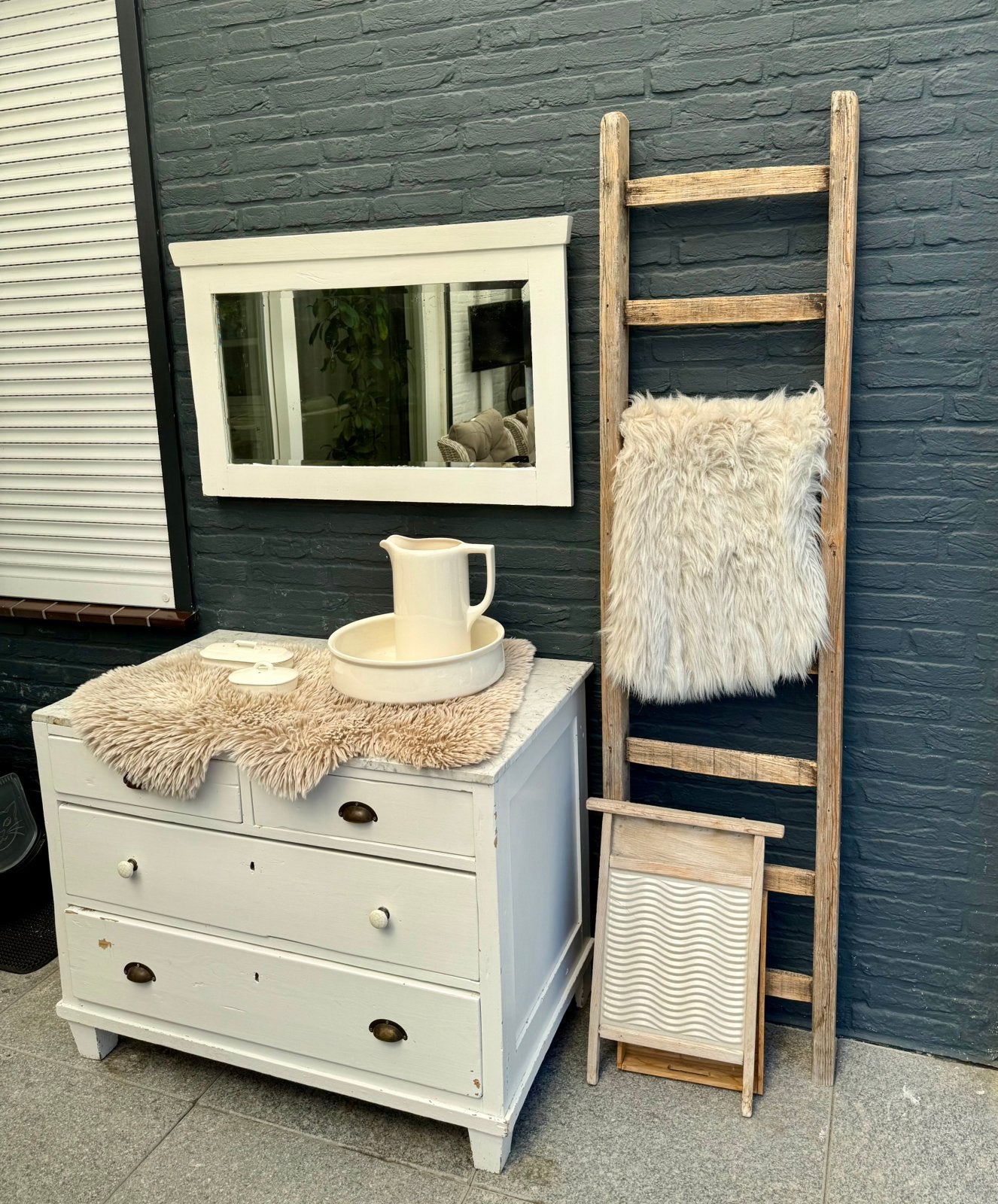 Brocante Commode kast met marmer blad en complete lampet set, Antiek en Kunst, Antiek | Meubels | Kasten, Ophalen