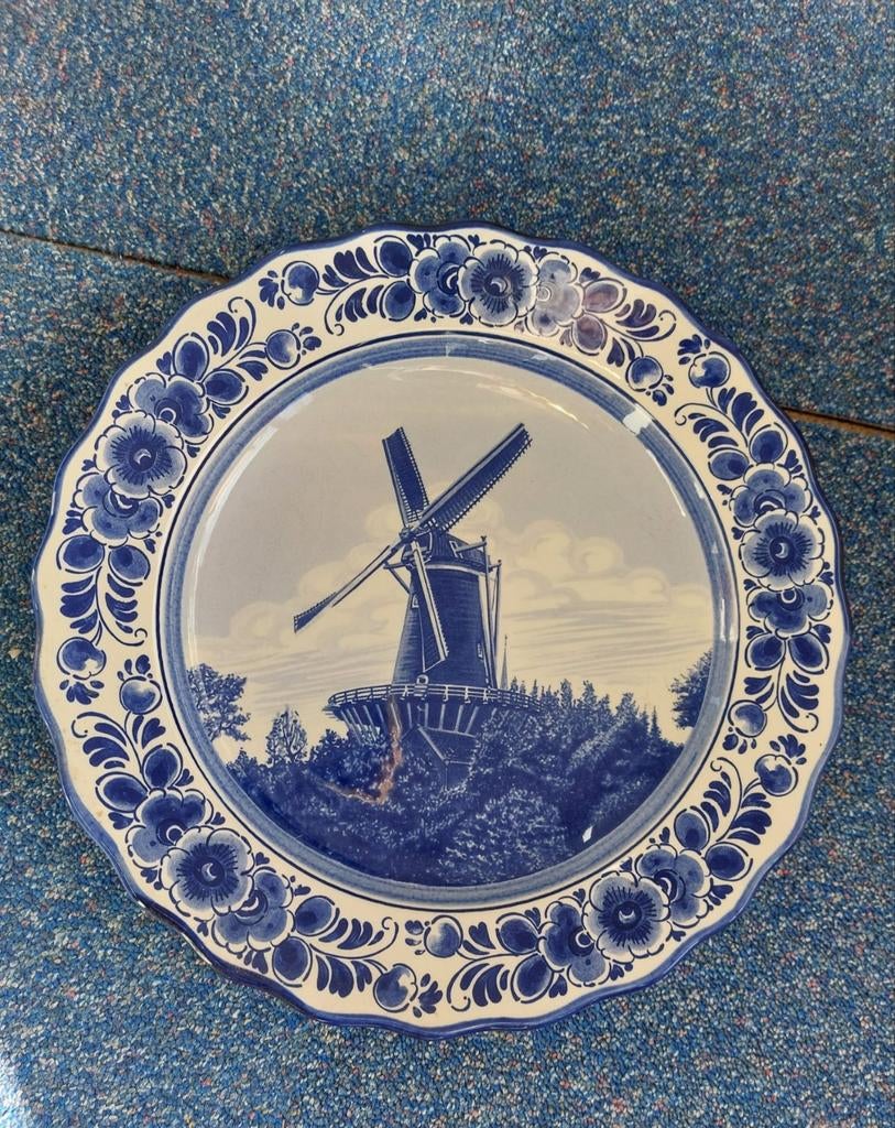 Delftsblauw bord molen Woerden, Ophalen of Verzenden
