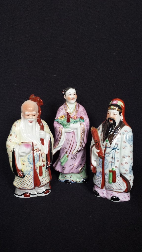 Chinese GELUKSGODEN: Shou, Lan en Fu <> 3 BEELDJES Jaren ‘70, Ophalen of Verzenden, Gebruikt, Religie