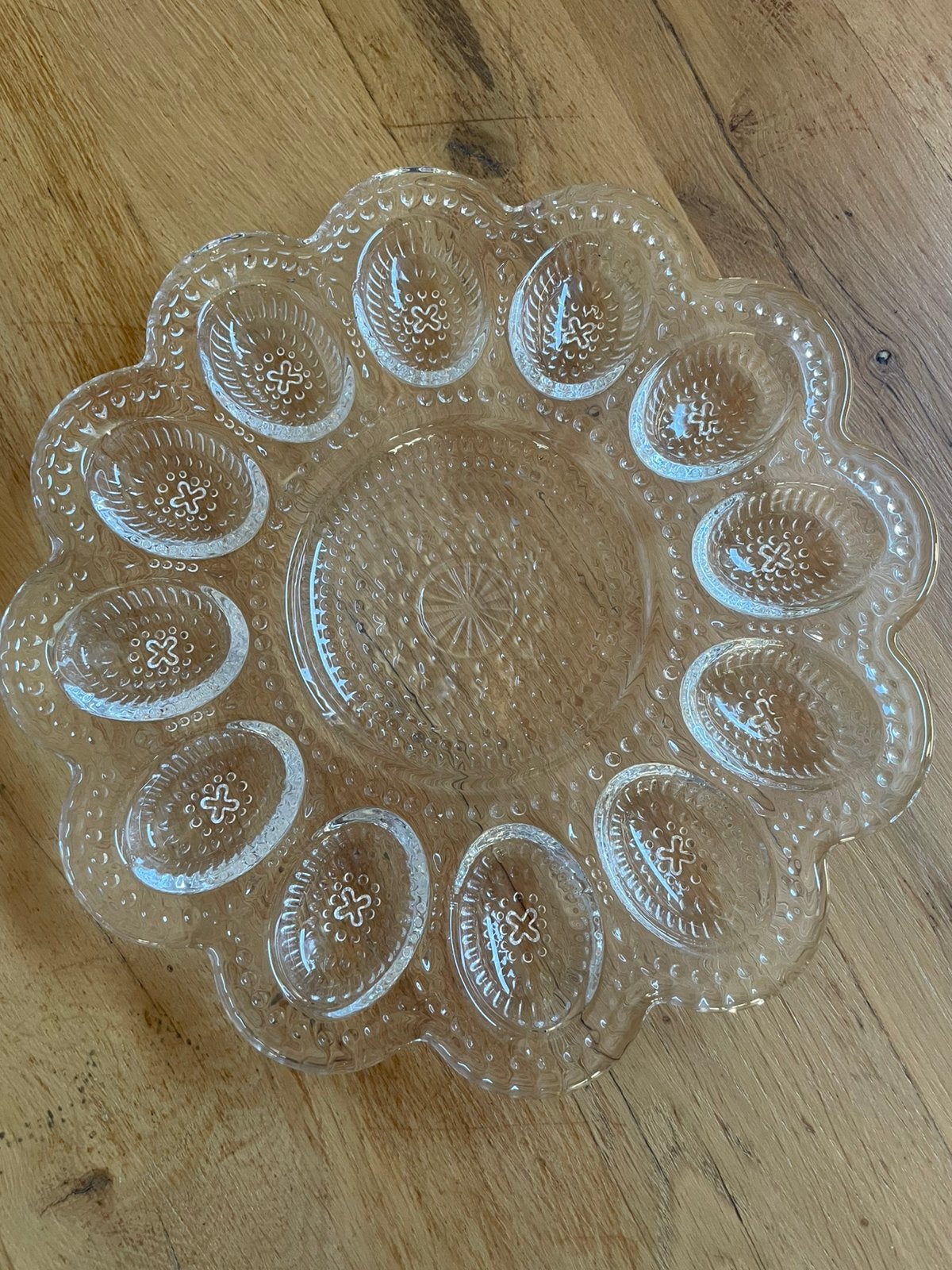 Vintage glazen eierschaal / gevulde eieren schaal – 26.5 cm, Overige merken, Vintage, Ophalen of Verzenden, Glas