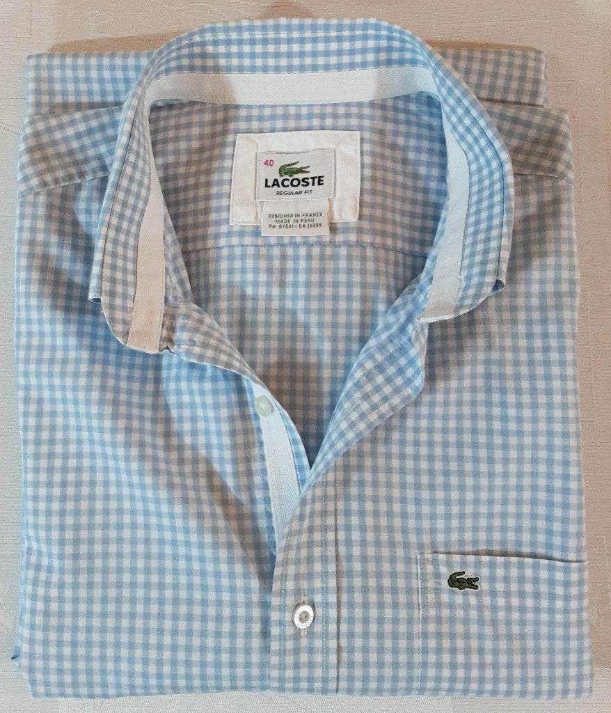 Lacoste Overhemd, Kleding | Heren, Overhemden, Verzenden, Zo goed als nieuw, Blauw, Halswijdte 39/40 (M)