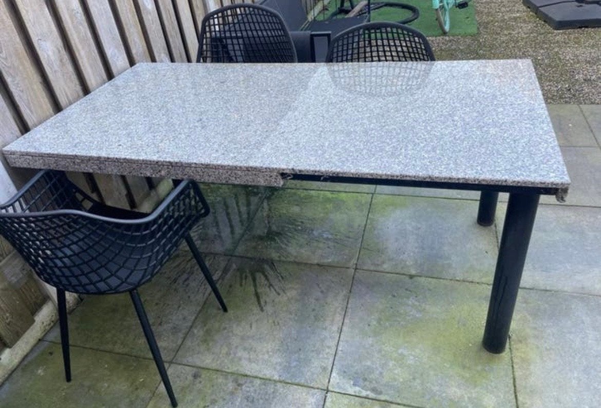 Tuintafel met granieten blad (H 75x B 90x L 180), Ophalen, Gebruikt, Rechthoekig, Overige materialen