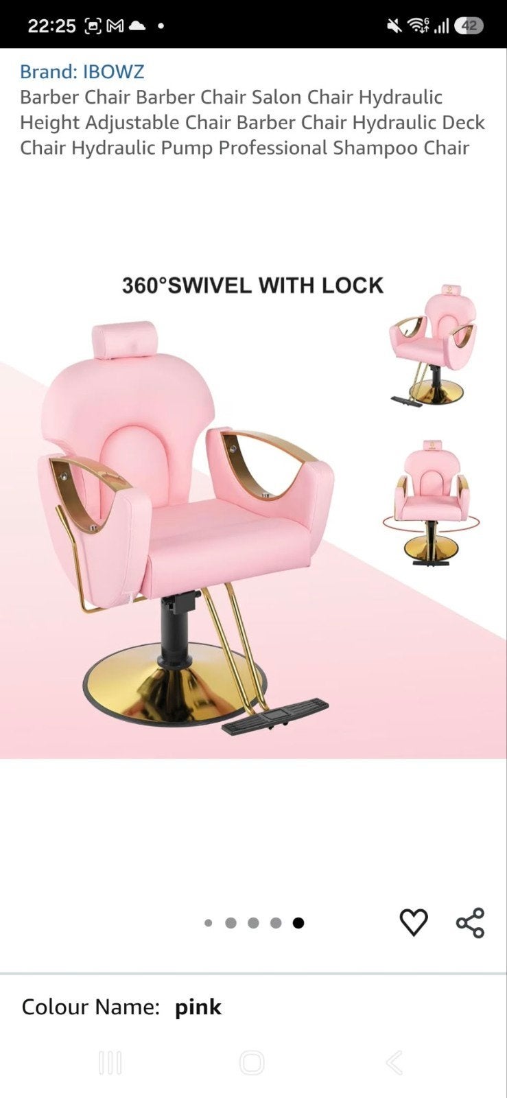 kapperstoel roze met goud nieuw, Ophalen, Nieuw, Overige kleuren, Eén