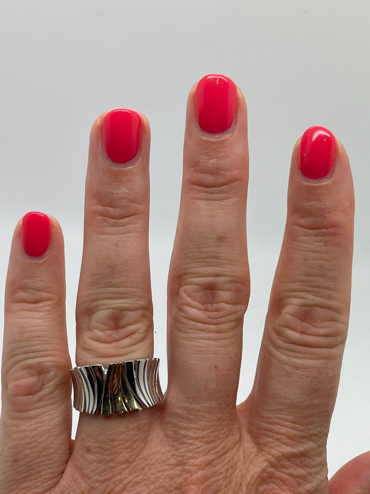 E718 Prachtige zilveren bicolor Breuning ring maat 17,5, Ophalen of Verzenden, X, Dame, Zilver