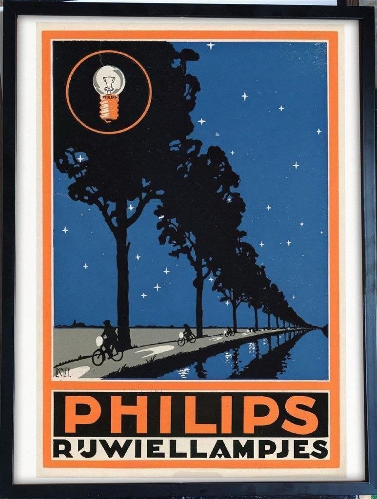[Poster in Frame] PHILIPS Rijwiellampjes Fiets Reclame, Verzamelen, Posters, Verzenden, Nieuw, A1 t/m A3, Film en Tv