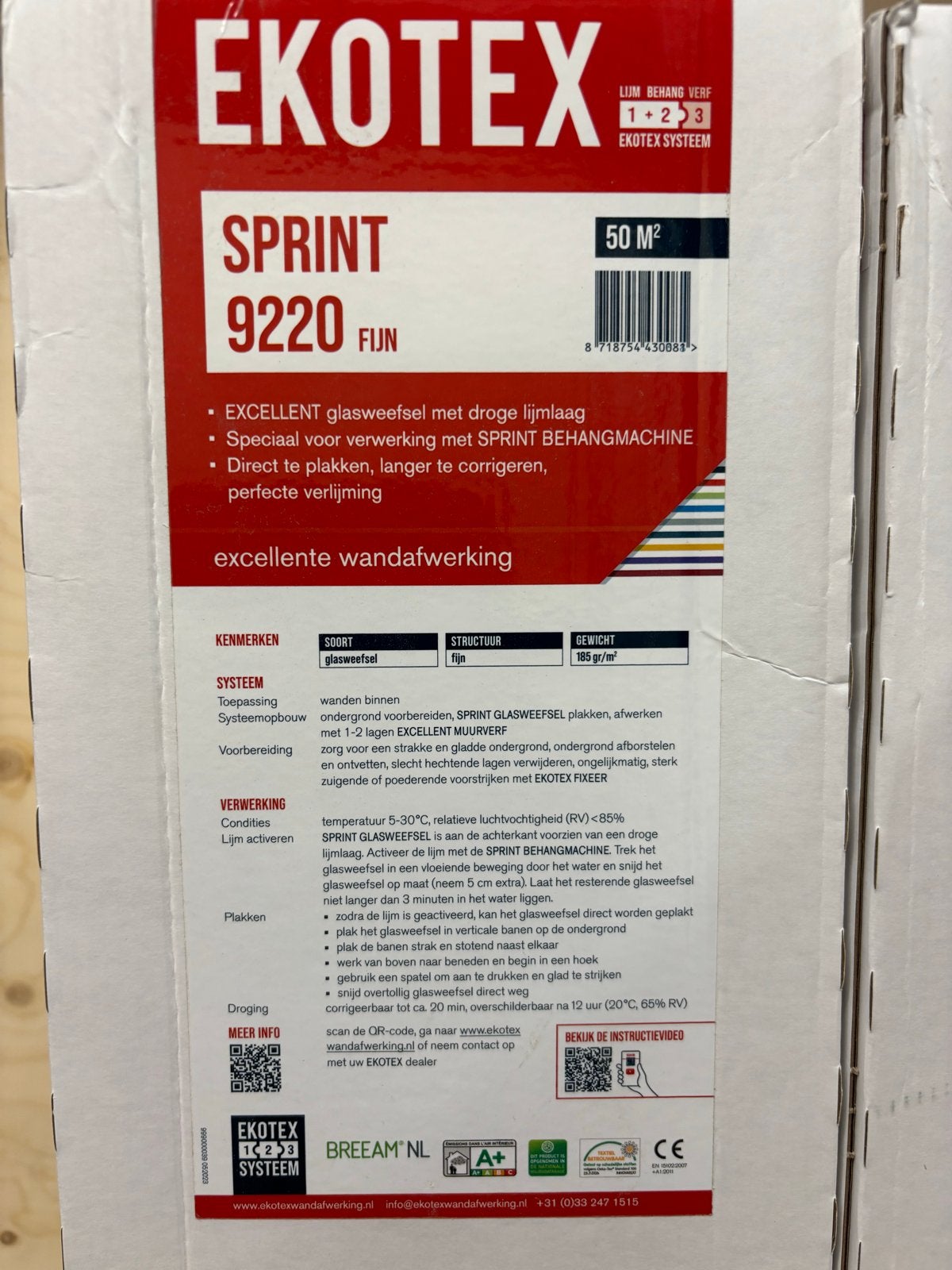 Ekotex Sprint 9220 Fijn Glasvliesbehang 50m² - 19 Rollen, Ophalen, 75 m² of meer, Modern, Glasvezelbehang
