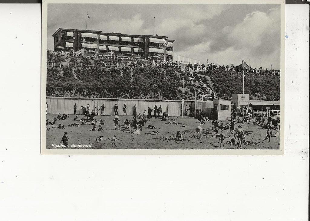 Kijkduin Boulevard met trap en verkleedhokjes, Ophalen of Verzenden, 1920 tot 1940, Ongelopen, Zuid-Holland