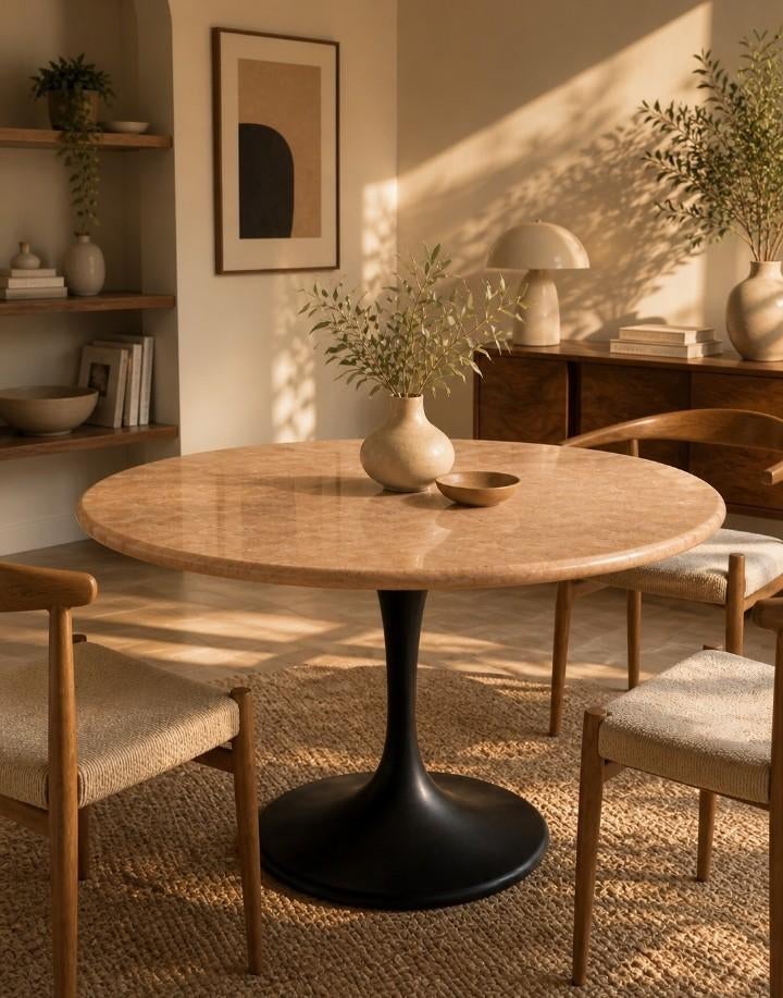 Prachtige zalmroze mactan tafel 120x120cm., Ophalen, Rechthoekig, 50 tot 100 cm