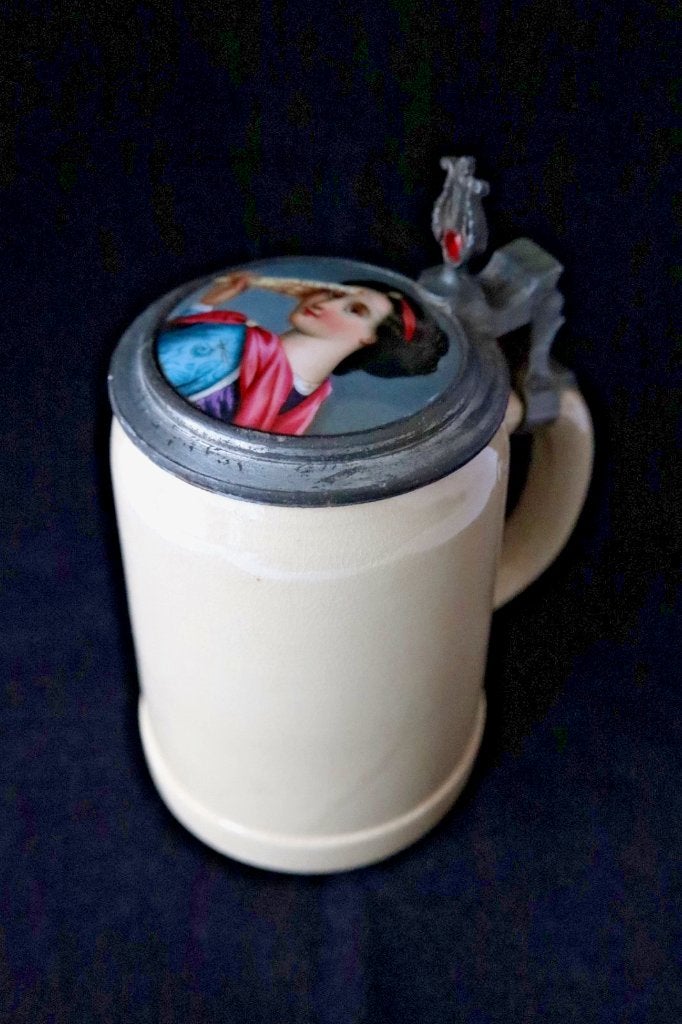Antieke bierpul met deksel Villeroy & Boch, circa 1900, Ophalen of Verzenden