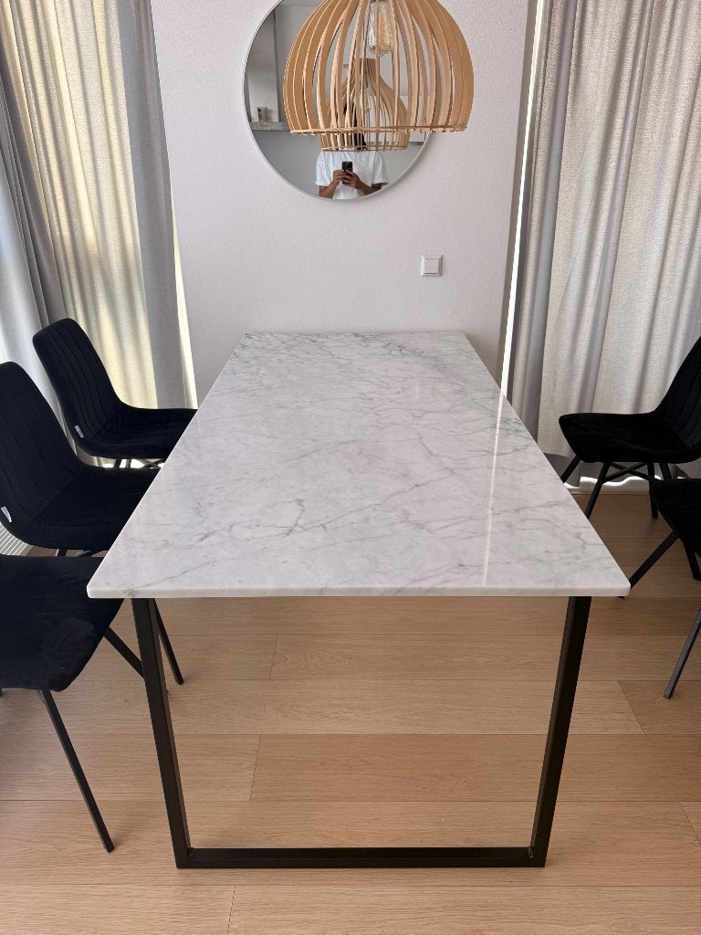 Marmeren eettafel, Ophalen, 50 tot 100 cm, Vijf personen of meer, 150 tot 200 cm