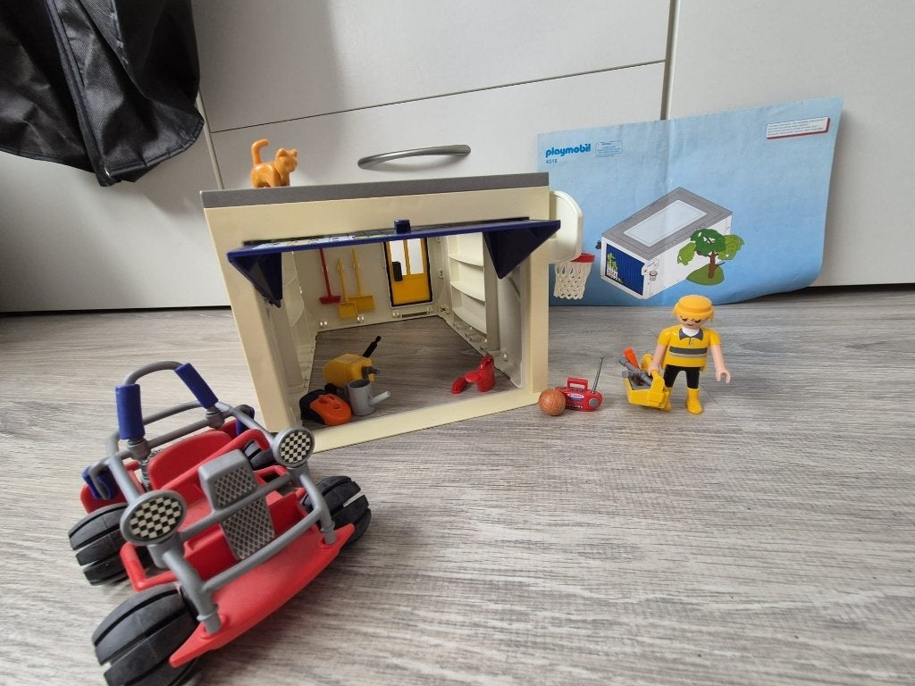 Playmobil 4318 – Garage + rode buggy (4227), Gebouw, Complete set, Ophalen of Verzenden, Zo goed als nieuw