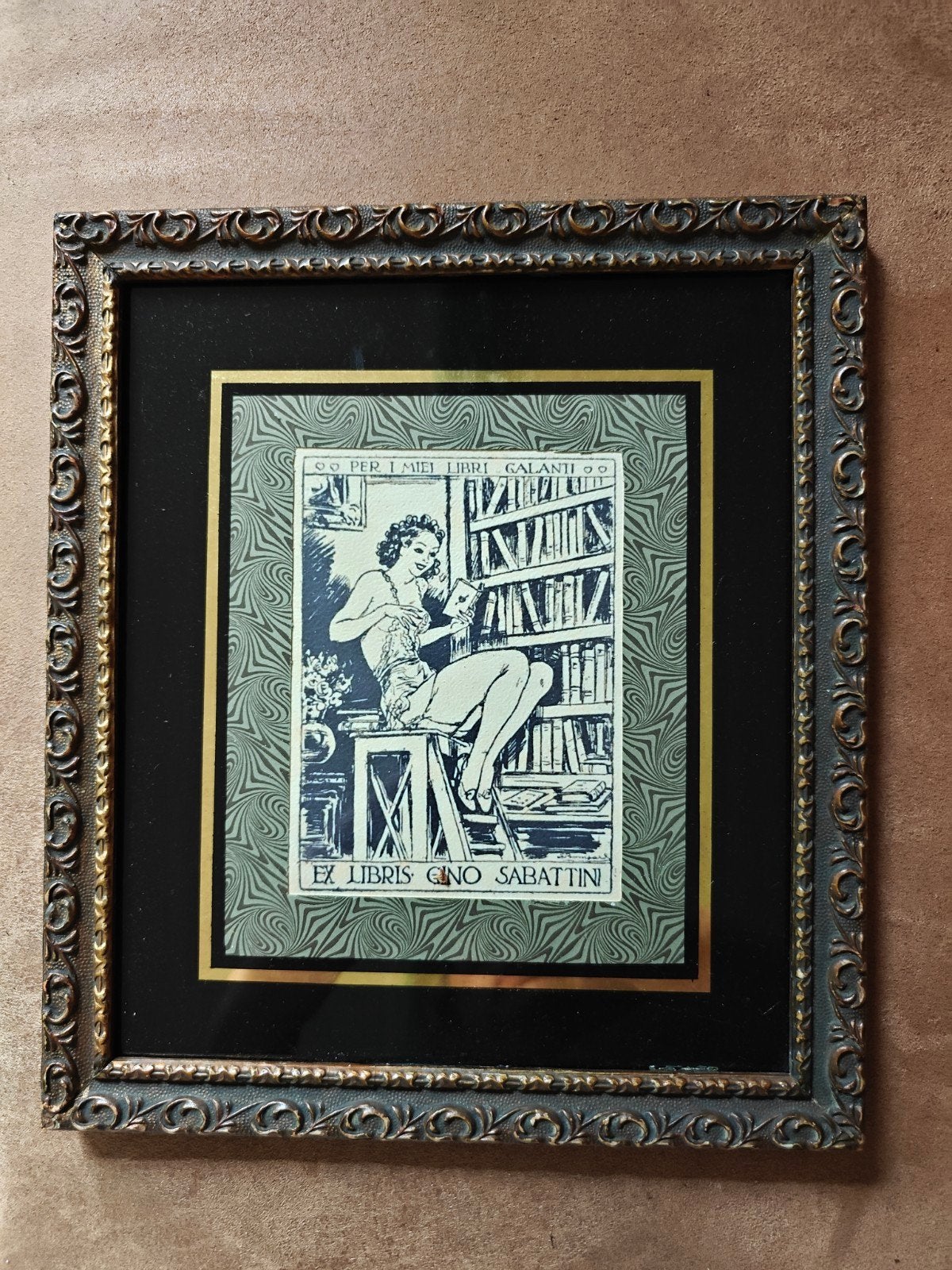 Ex Libris Gino Sabattini - Ets van lezende vrouw, Ophalen of Verzenden, Ets, Overige technieken, Ingelijst