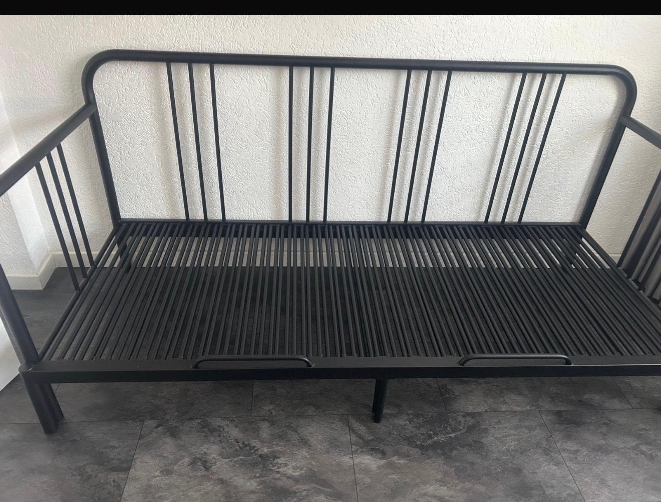 Zwart metalen slaapbank/daybed - uitschuifbaar, Ophalen, Verstelbaar, Zwart, Tweepersoons