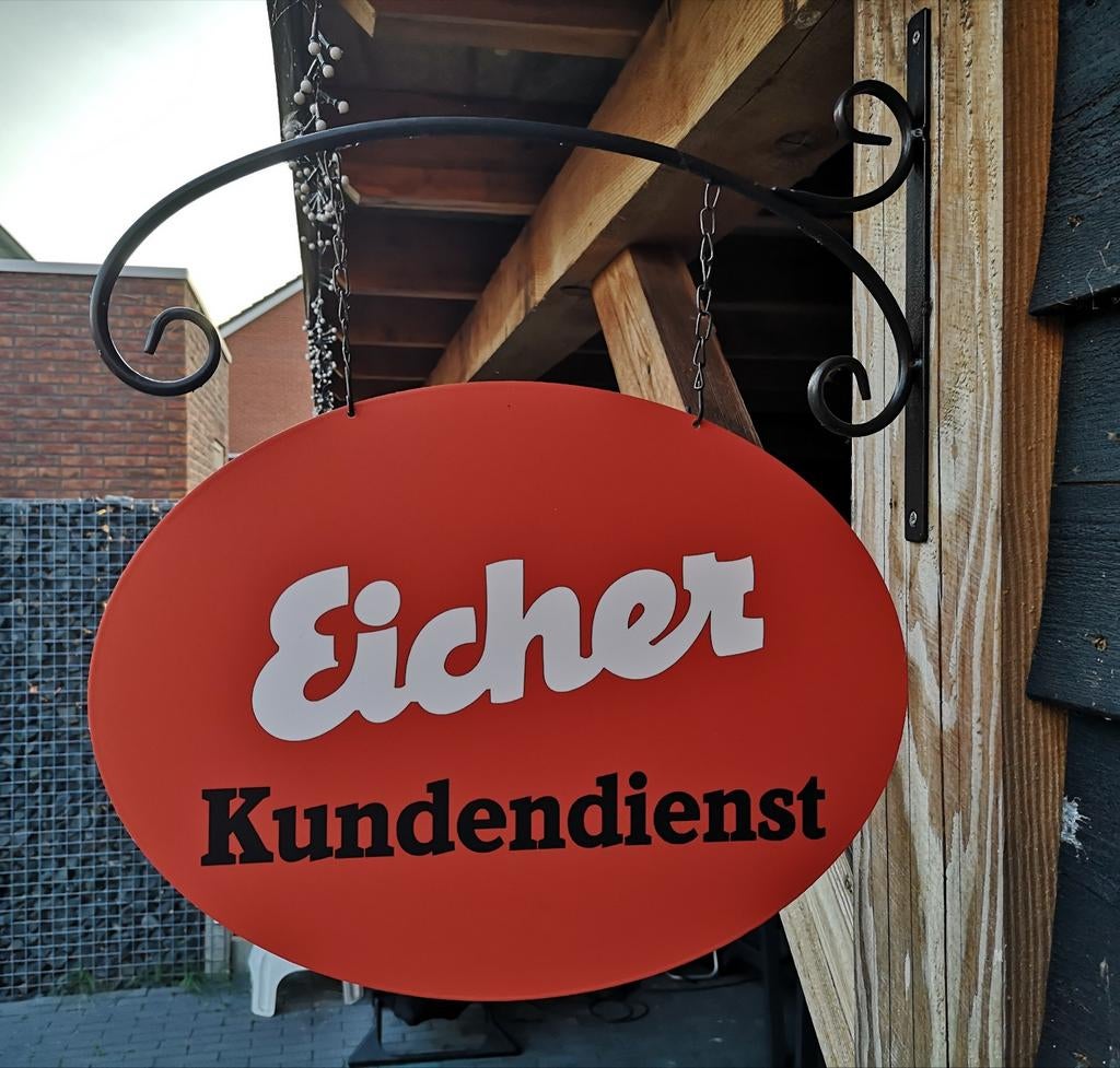 Dubbelzijdig EICHER uithangbord(incl. beugel), Verzamelen, Merken en Reclamevoorwerpen, Ophalen of Verzenden, Nieuw, Reclamebord