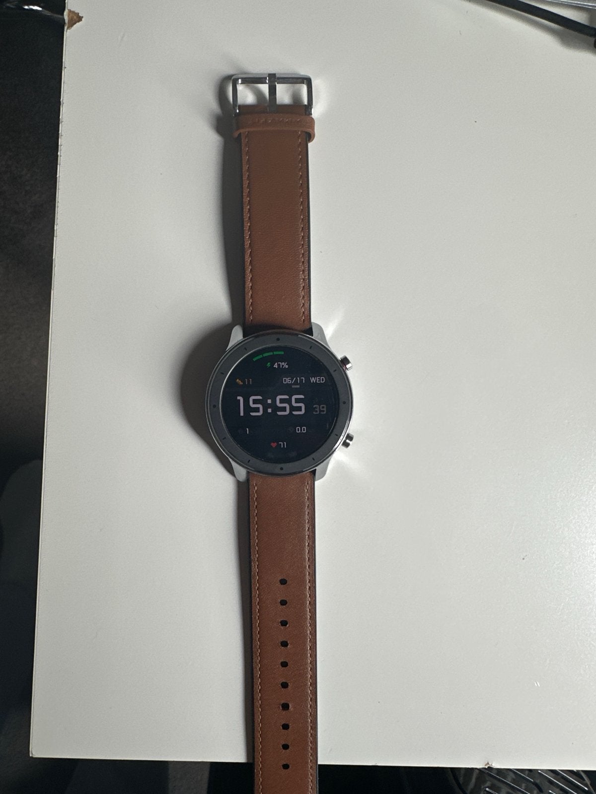 Amazfit GTR Smartwatch (47mm) met Bruin Bandje, Hartslag, Ophalen of Verzenden, Zo goed als nieuw, Waterdicht