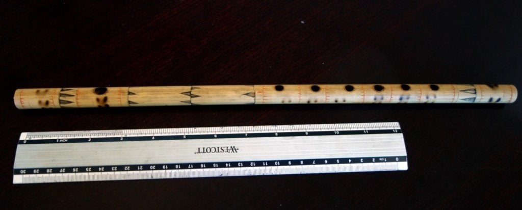 Originele bamboe dwarsfluit Sulawesi, Indonesië Torajaland, Ophalen, Nieuw, Dwarsfluit