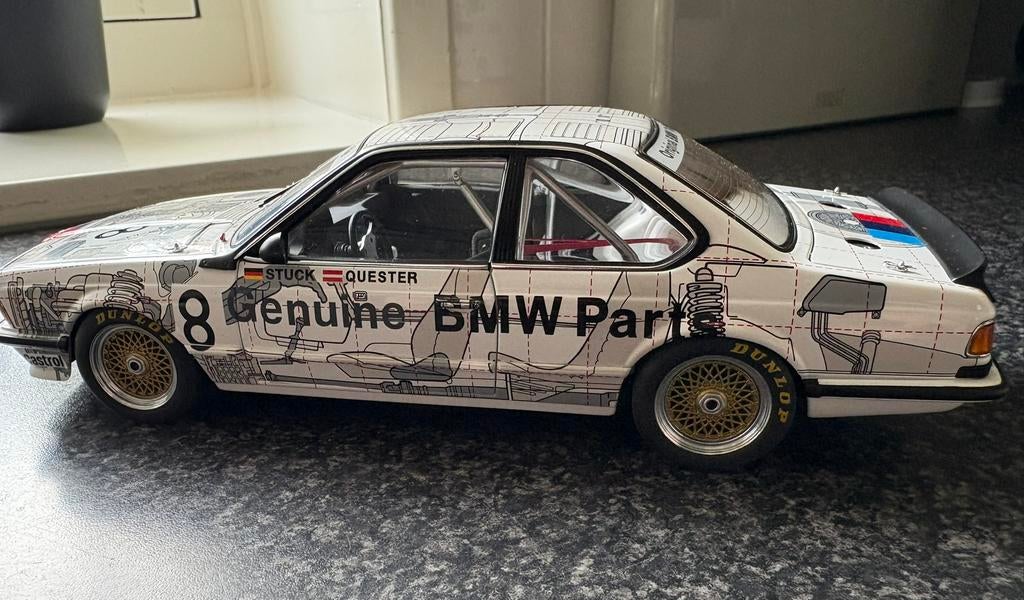 Autoart BMW 635 CSi European Championship 1984 Stuck-Quester, Hobby en Vrije tijd, Modelauto's | 1:18, Ophalen of Verzenden, Zo goed als nieuw