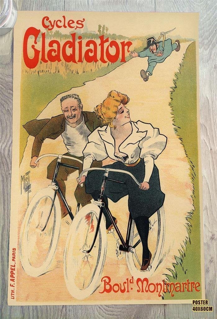 Cycles Gladiator| Art Nouveau Vintage Fiets Poster Affiche