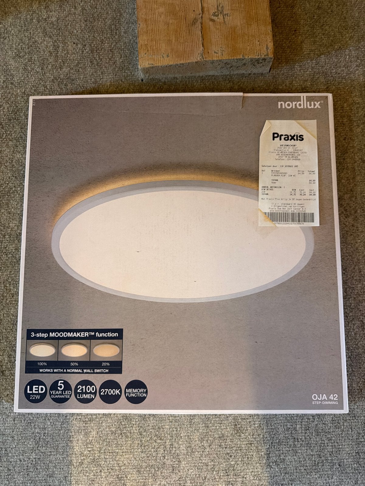 Nordlux Moodmaker LED Plafondlamp - Dimbaar, 42.4cm, Huis en Inrichting, Ophalen, Modern, Overige fittingen, Wit