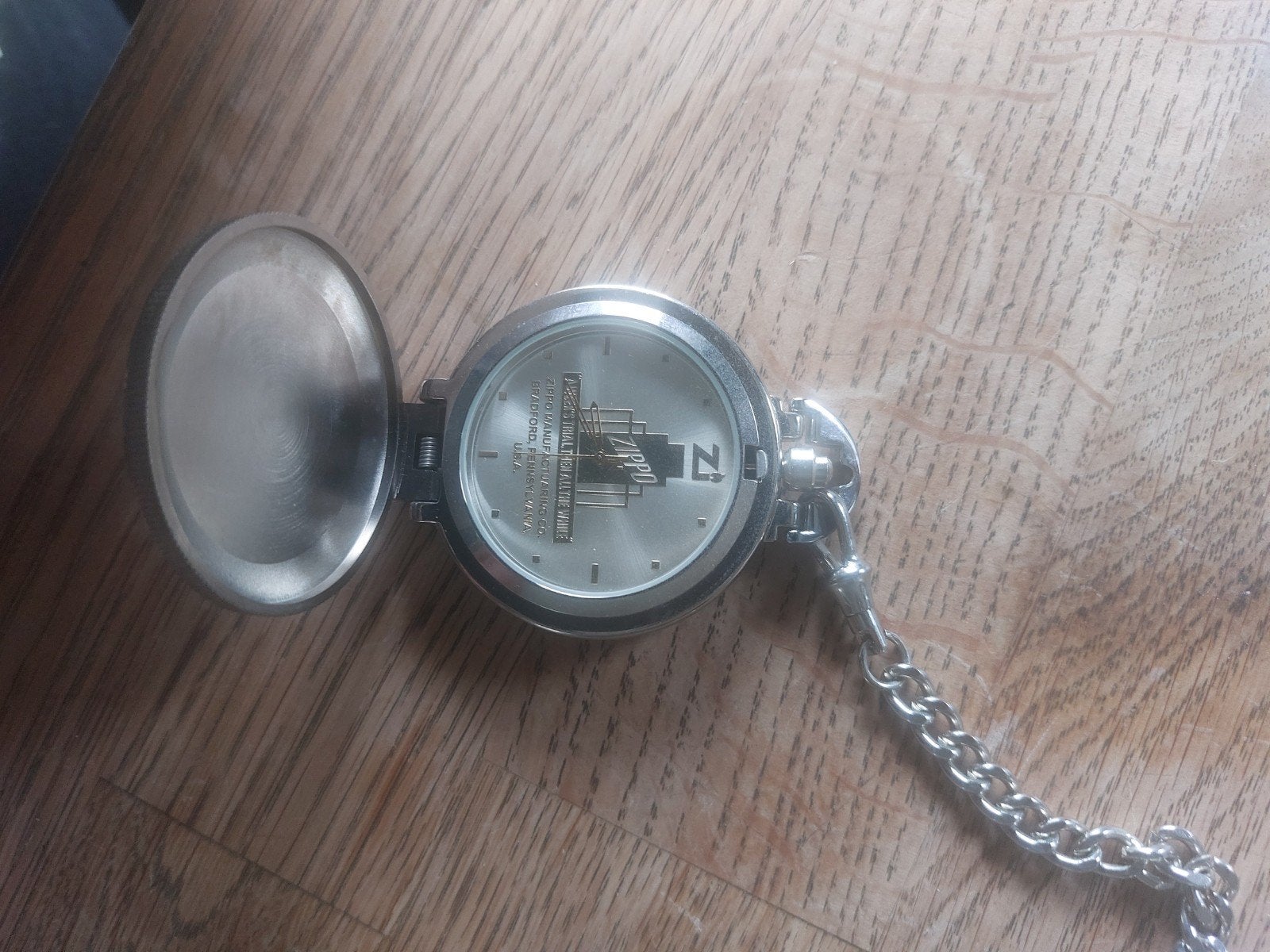Zippo Zakhorloge met Ketting - Zo Goed als Nieuw, Overige merken, Staal, Zakhorloge, Staal