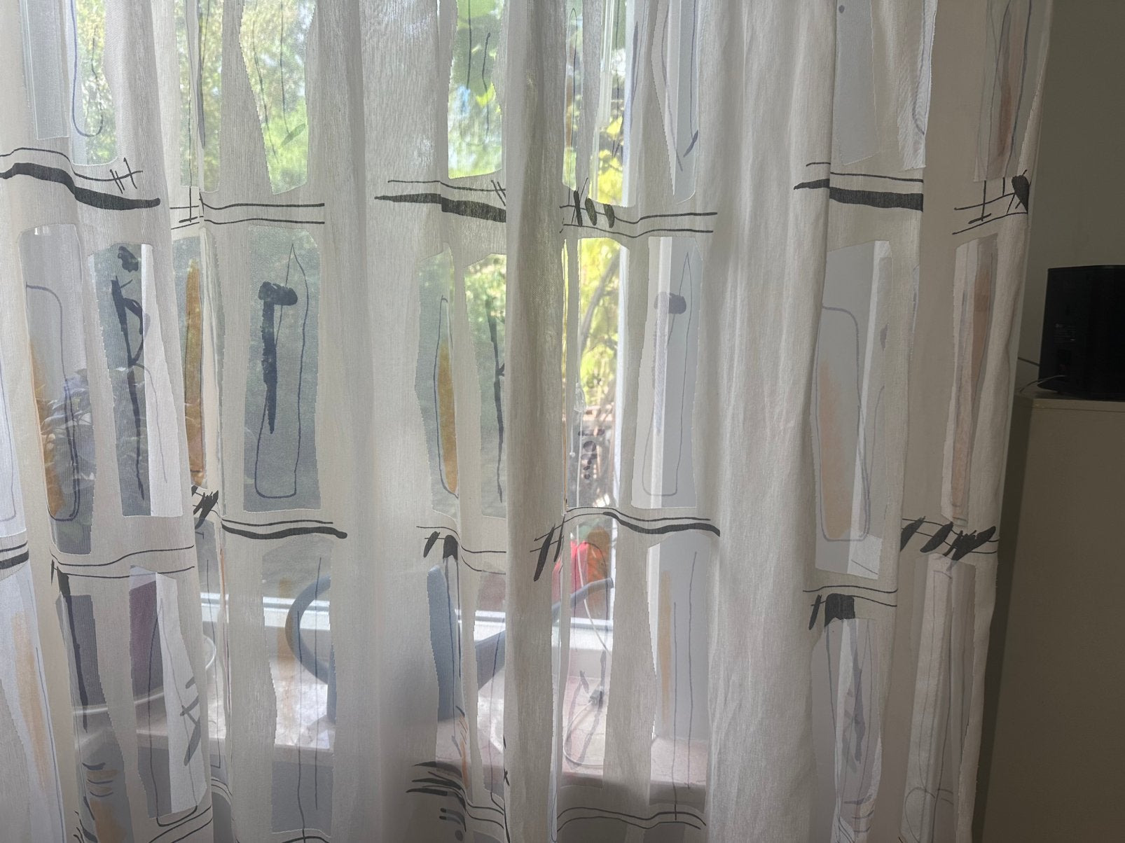 Te koop: half-doorzichtige gordijnen JAB ANSTOETS, 200 cm, Gebruikt, Overige merken, Plooiafwerking