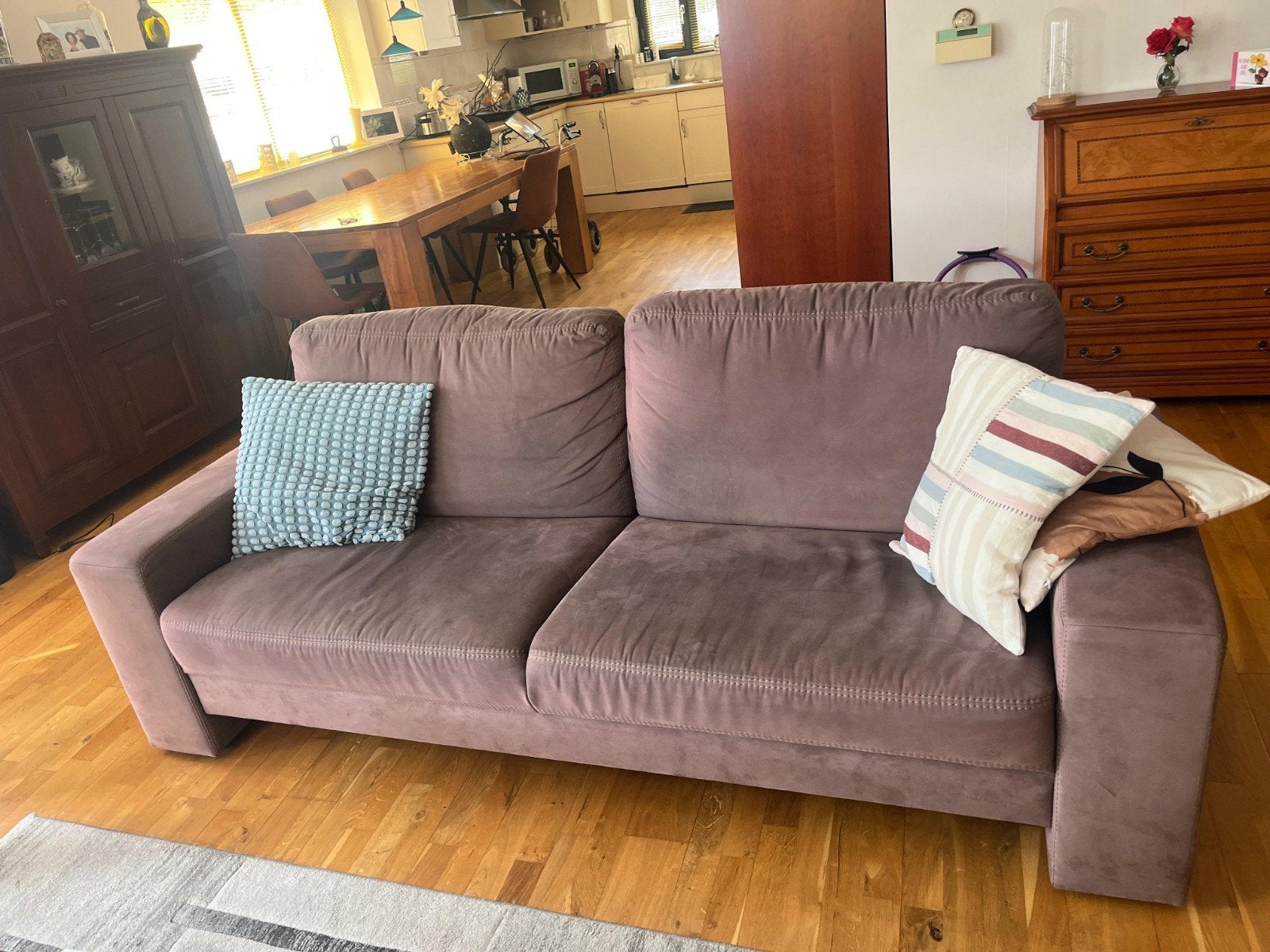 Gratis bank en fauteuil set, Ophalen, Gebruikt, Driepersoons, 75 tot 100 cm