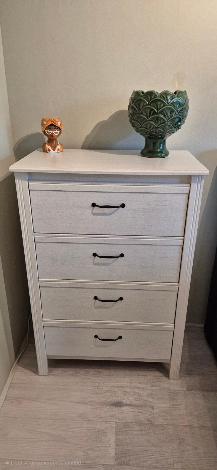 Ikea Brusali ladekast wit met zwarte handgrepen, Huis en Inrichting, Kasten | Ladekasten, Ophalen, Overige materialen, Gebruikt