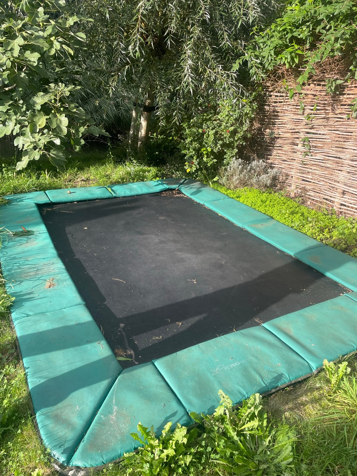 Gratis af te halen. Grote trampoline 3.40 x 2.50, Ophalen, Gebruikt