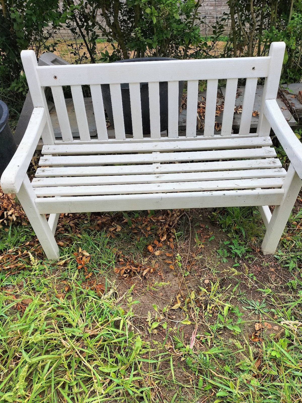 Witte hard houten tuinbank - 120 cm breed, Tuin en Terras, Ophalen, Gebruikt, Hout